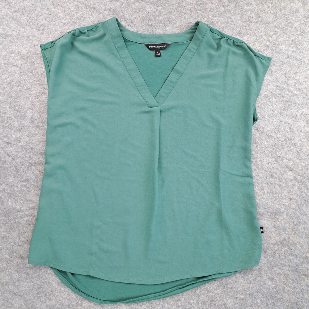 Banana Republic Shirt Womens Small Green Dolman Sleeveless Top V Neck